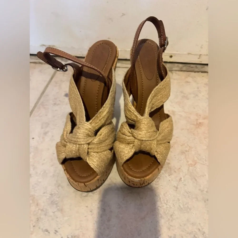 DOLCE & gabbana wedges d&g shoes open toe braided dress sandals khaki knot heels